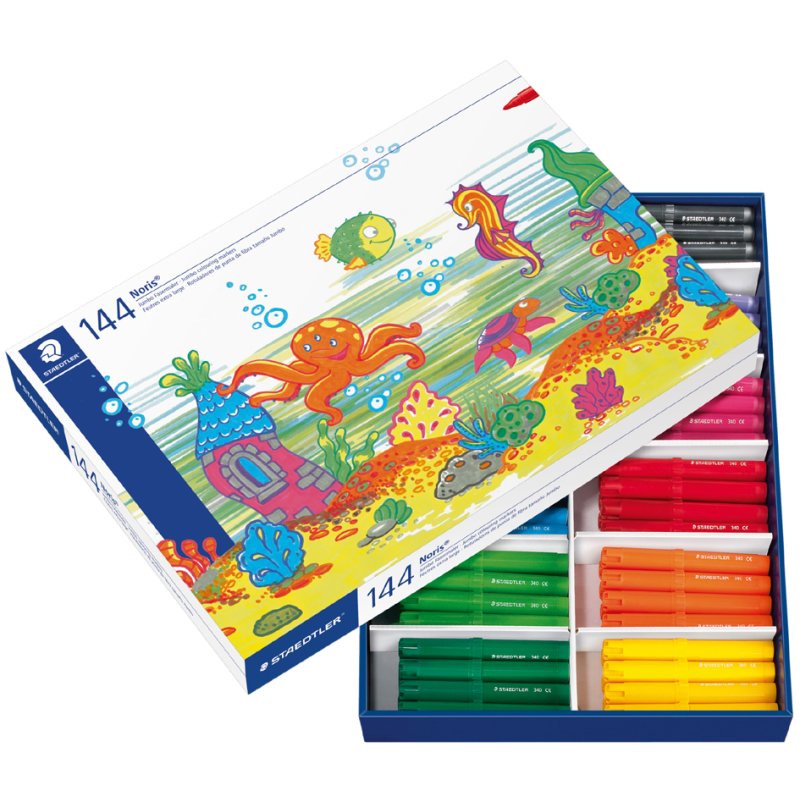 STAEDTLER Noris jumbo felt-tip pens, 3.0 mm, washable, 144 pieces