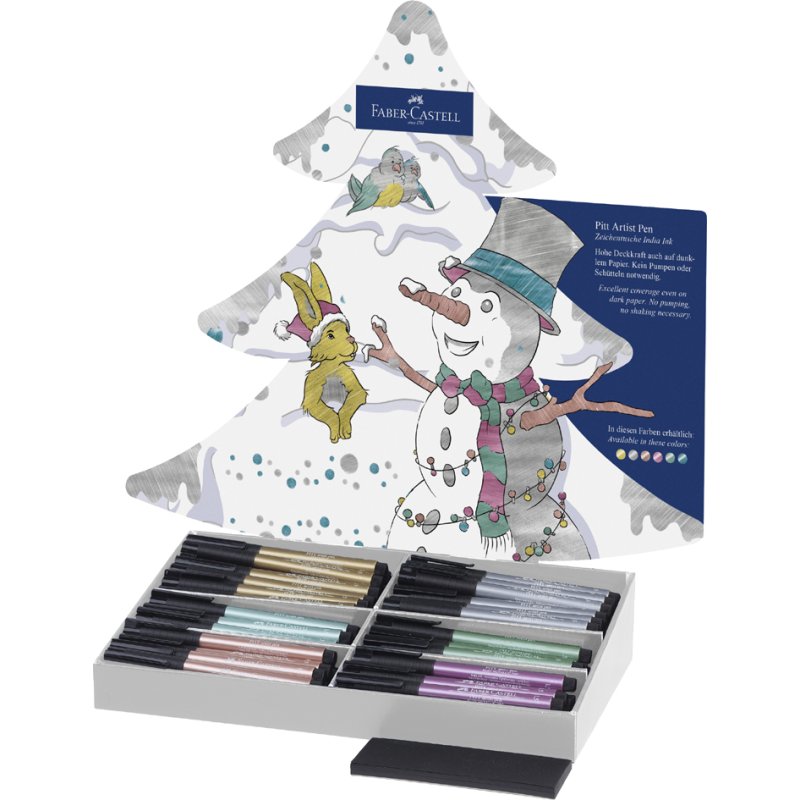 Faber-Castell PITT artist pen encres de Chine, couleurs métallisées, 1,5 mm, 90 pièces