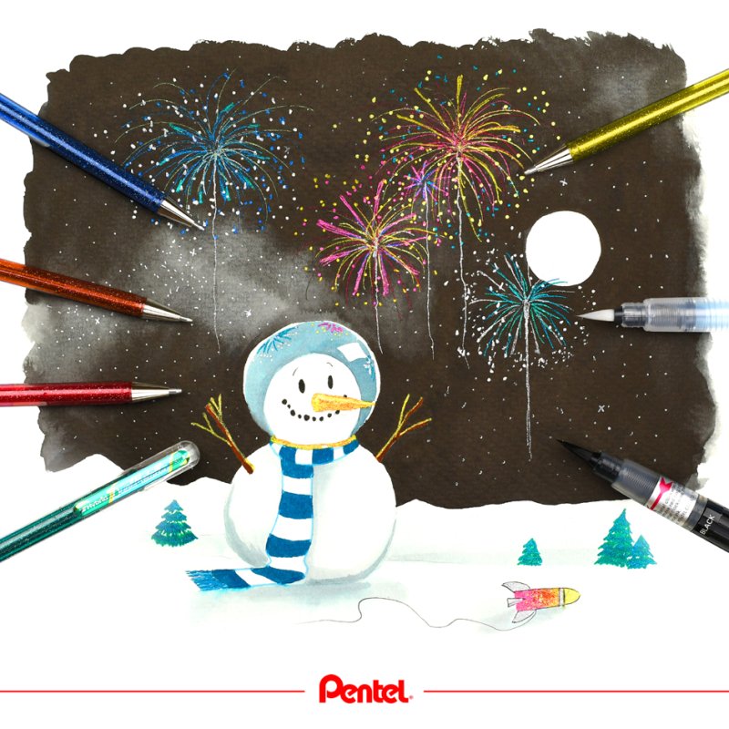 Pentel Hybrid stylos gel dual metallic, effet paillettes, 0,5 mm, 4 pièces