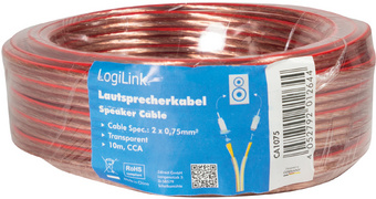 LogiLink luidsprekerkabel, 2 x 1,50 mm², transparant, 10 meter