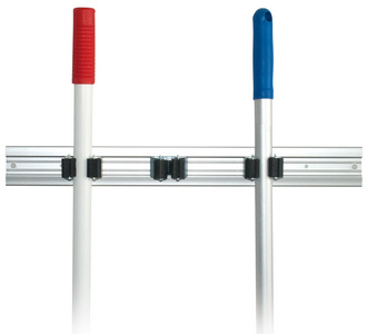 HYGOCLEAN bezemhouder TRIO, aluminium, wandmontage, 3 stelen