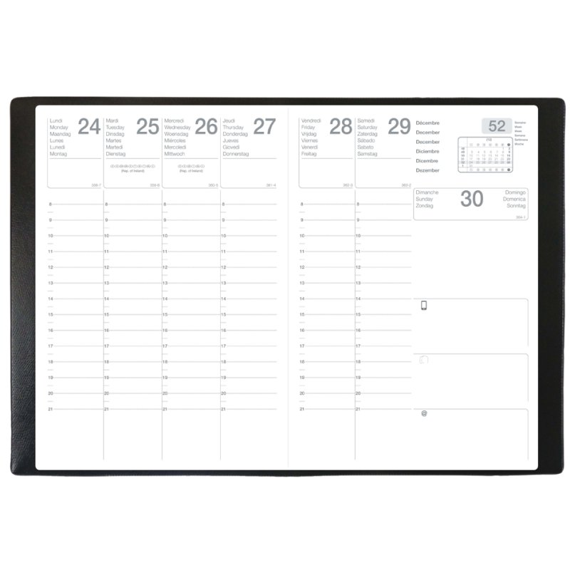 QUO VADIS agenda PLUTON 2027, 1 semaine/2 pages, noir, 90 x 125 mm