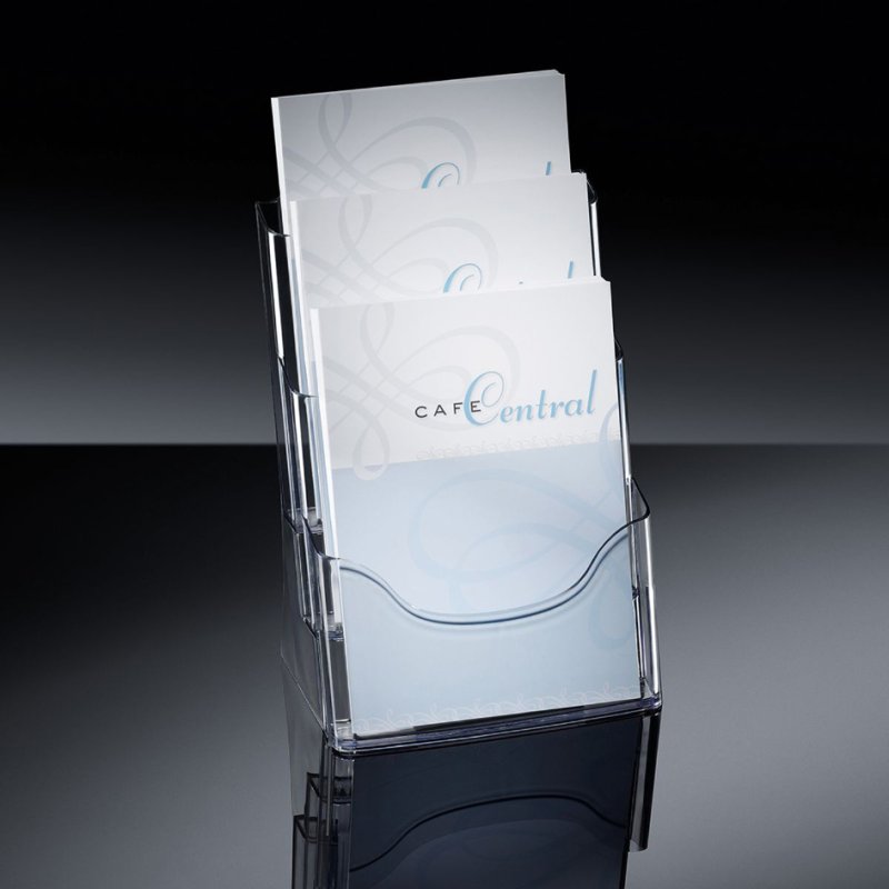 Sigel porte-documents acrylique de bureau A4, 3 compartiments, transparent, profondeur 30 mm