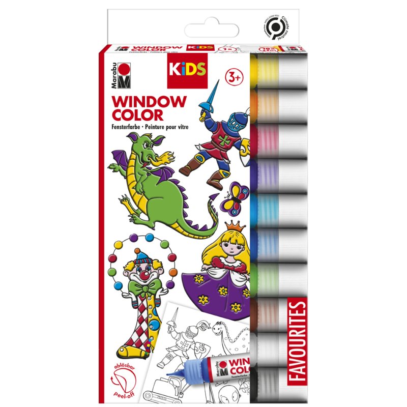 Marabu KiDS Window Color kinderverf, 10 kleuren, 10 x 25 ml