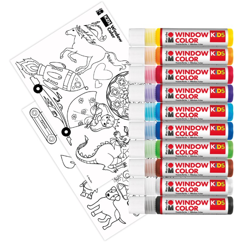 Marabu KiDS Window Color kinderverf, 10 kleuren, 10 x 25 ml