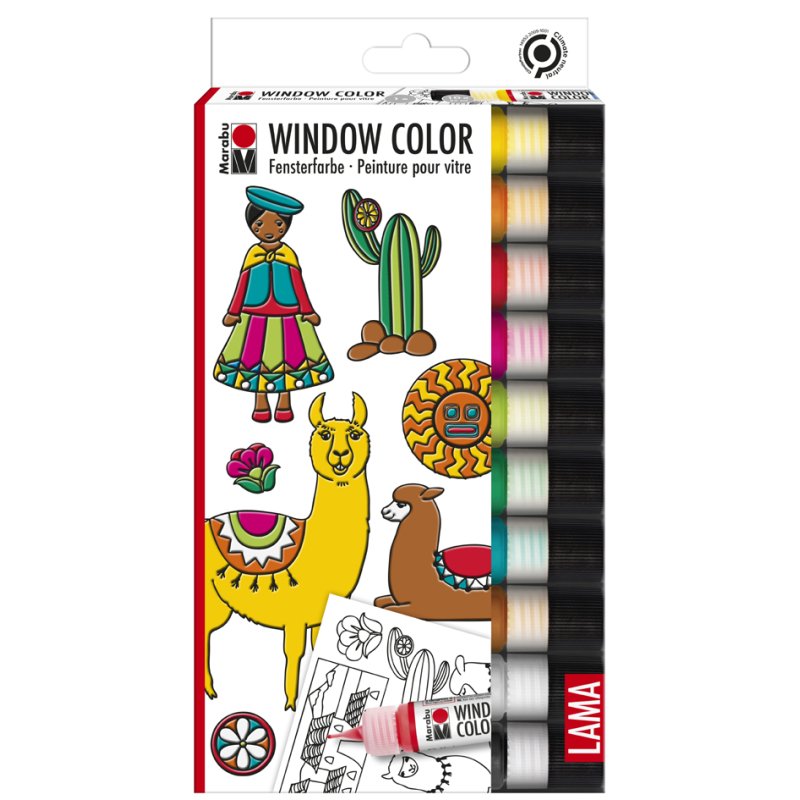 Marabu raamverfstel LAMA, 10 kleuren, 10 x 25 ml