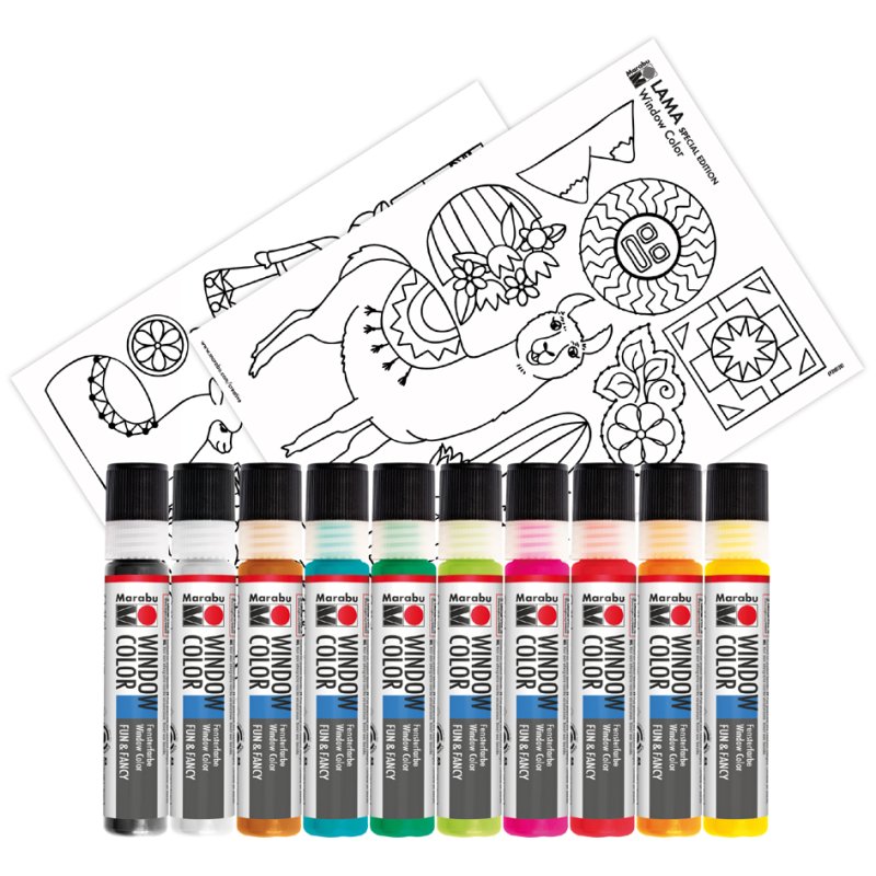 Marabu raamverfstel LAMA, 10 kleuren, 10 x 25 ml