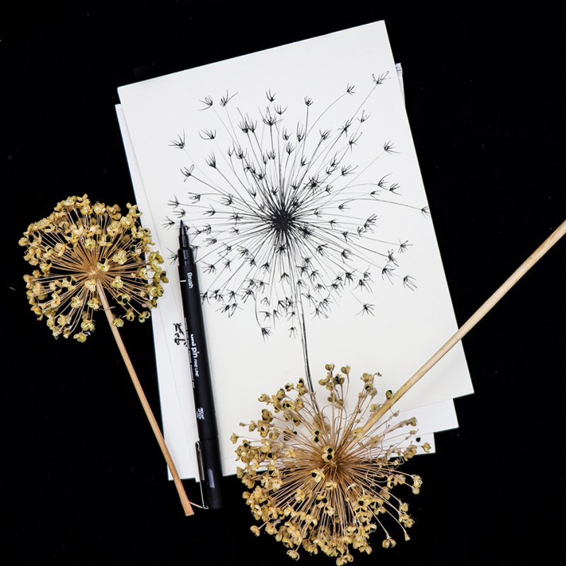 uni-ball fineliner PIN Brush, zwart, penseelpunt, 0,02 mm