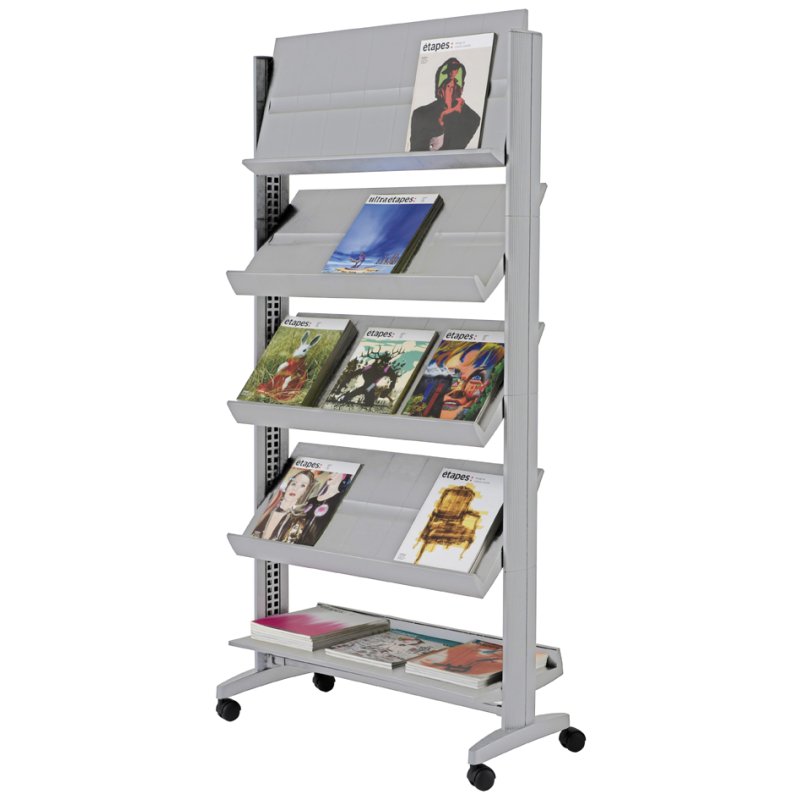 PAPERFLOW brochurerek Uno easyDisplays, zwart, 5 vakken, mobiel