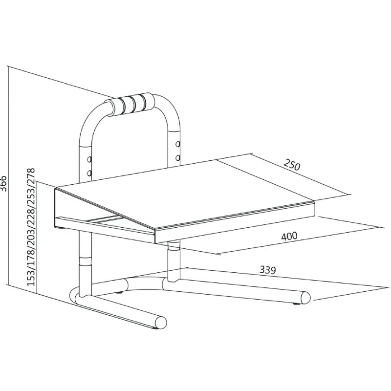 LogiLink repose-pieds, hauteur réglable, noir, 6 positions