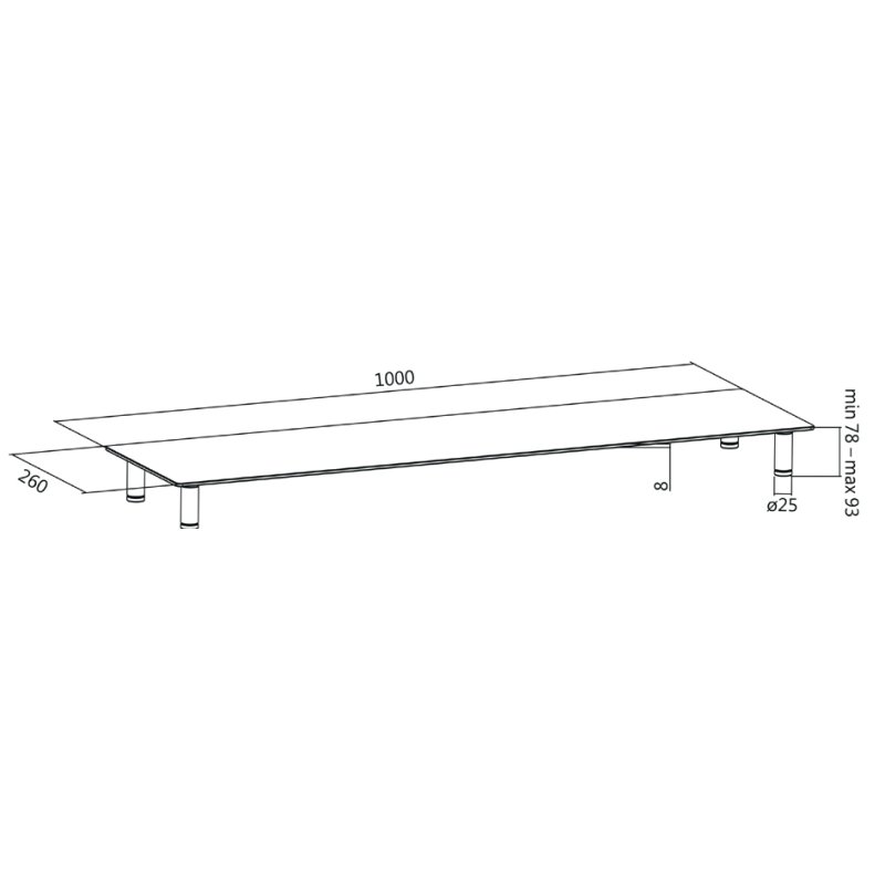 LogiLink monitor stand extra wide, steel/glass, silver