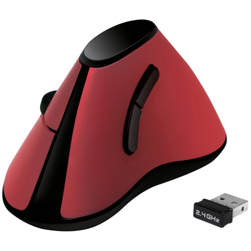 LogiLink souris optique sans fil ergonomique, rouge/noir, 1200 dpi