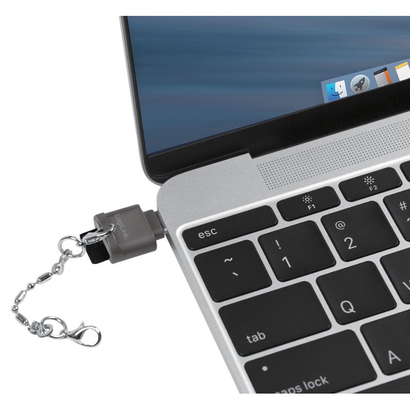LogiLink Lecteur de cartes USB 2.0 porte-clés, noir, USB-C, microSD