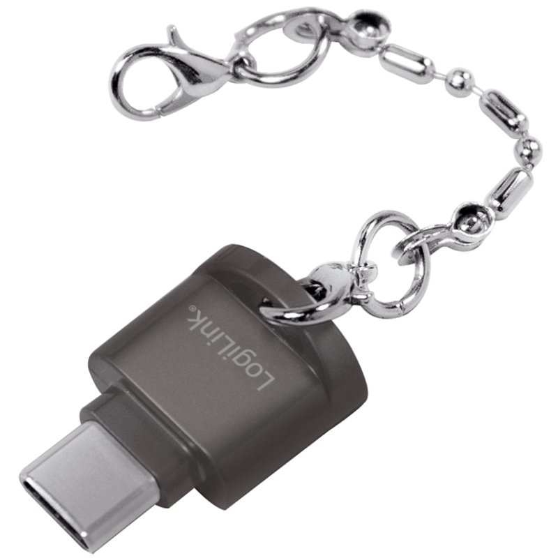 LogiLink Lecteur de cartes USB 2.0 porte-clés, noir, USB-C, microSD