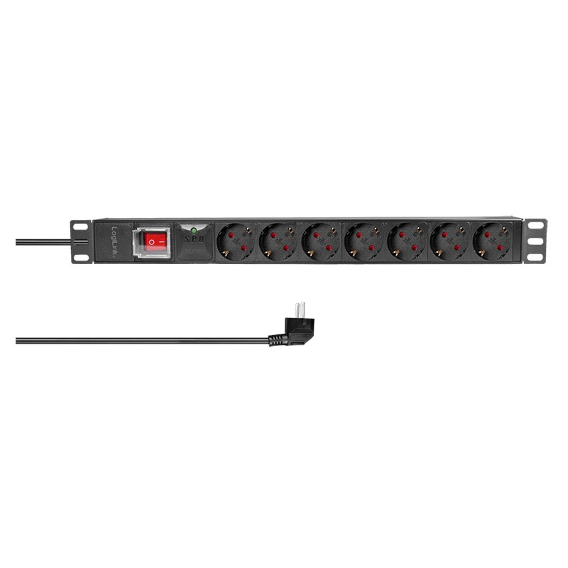 LogiLink Professional 19 inch Power Strip, 7-way, black
