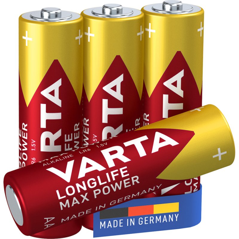 VARTA Alkaline batterijen AA Longlife Max Power, 1,5 volt, 4 stuks