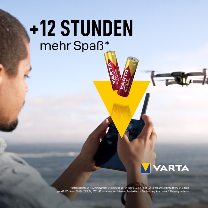 VARTA Alkaline batterijen AA Longlife Max Power, 1,5 volt, 4 stuks