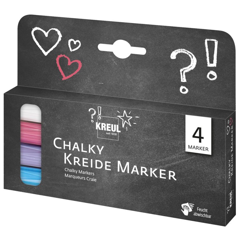 KREUL marqueurs craie Chalky medium, base aqueuse, 4 pièces, 2-3 mm