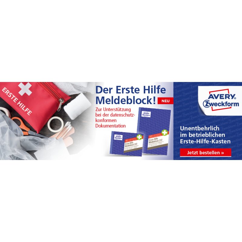 AVERY Zweckform bloc de déclaration premiers secours, A6 paysage, 50 feuilles