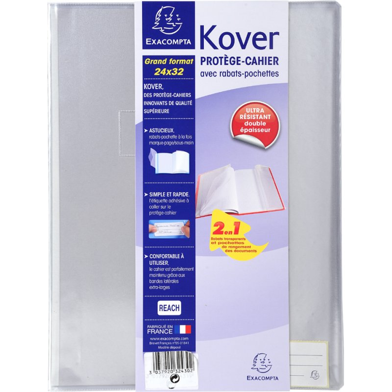EXACOMPTA kunstofoliehoes, transparant, 240×320 mm, brede klep