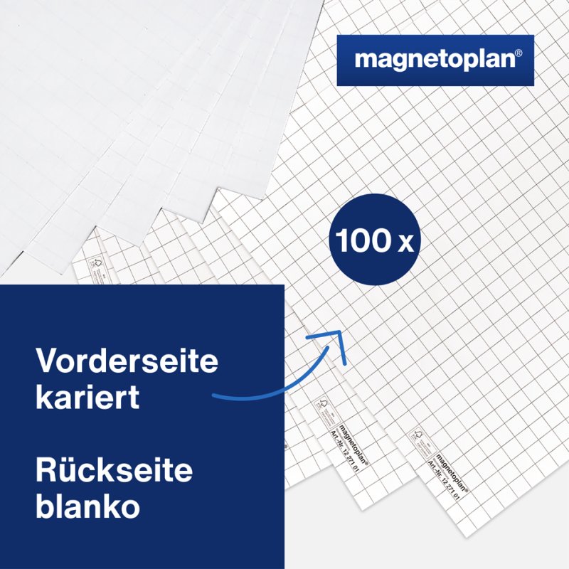 Magnetoplan flipchart pad, white, squared/blank, 5 pieces