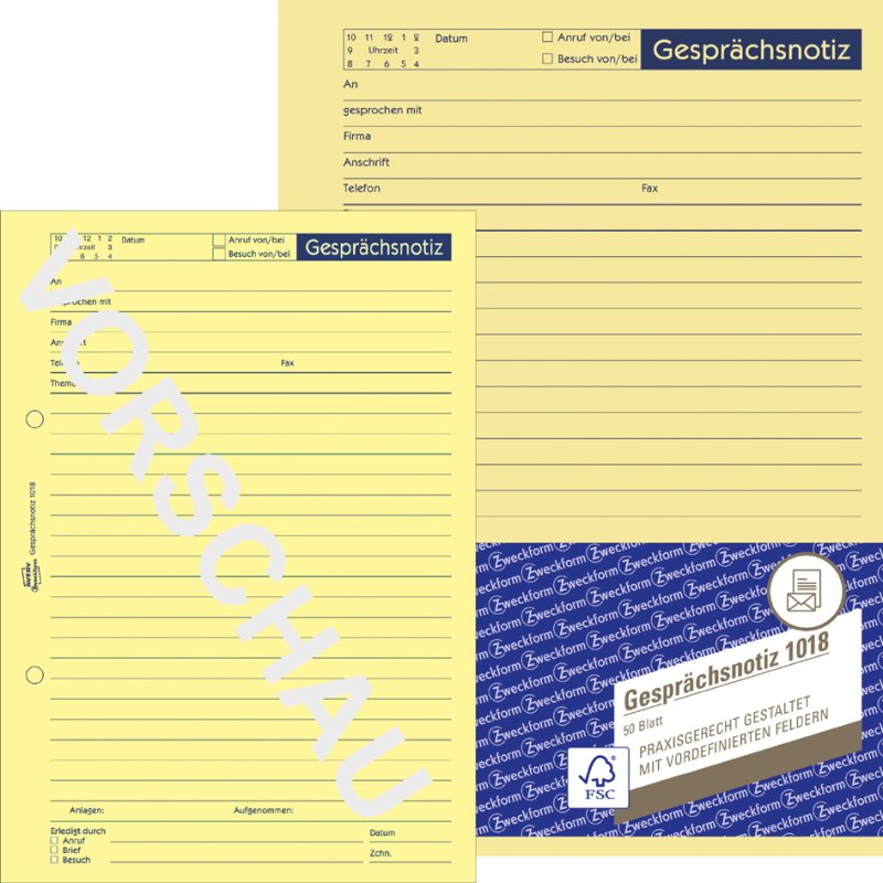 AVERY Zweckform call notes pad A5, yellow, 50 sheets