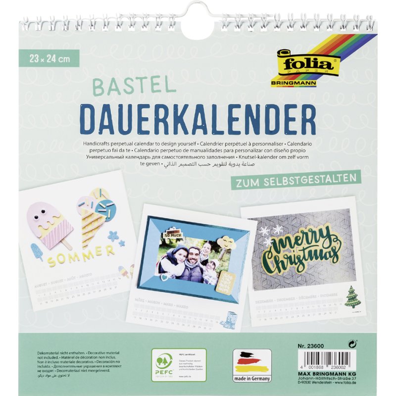 folia muurdagkalender creatief, zwart, 230×240 mm, spiraalgebonden