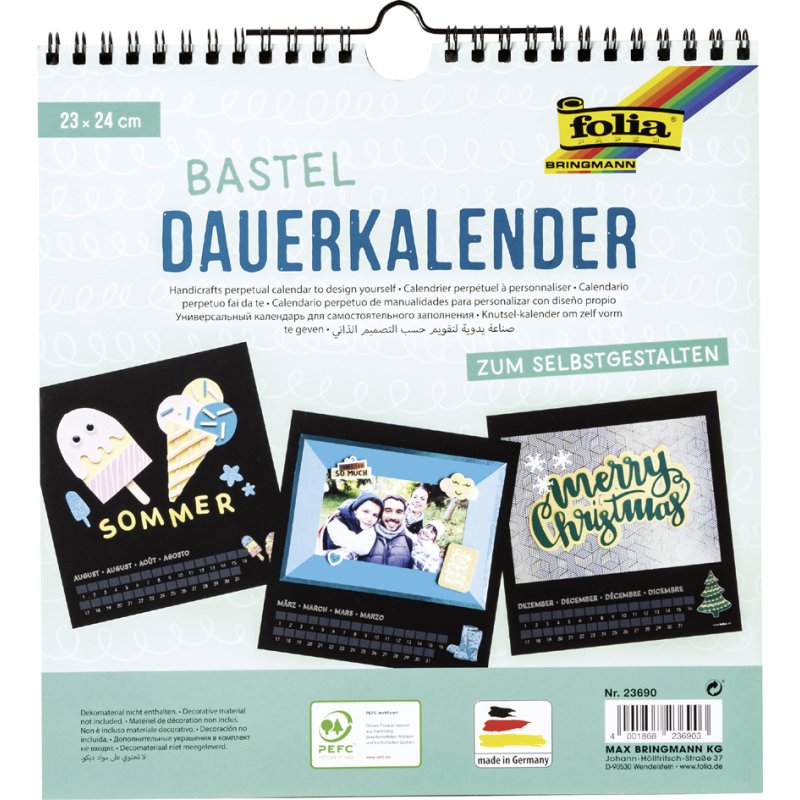 folia muurdagkalender creatief, zwart, 230×240 mm, spiraalgebonden