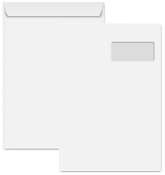 Clairefontaine verzendlopen C4, 229 × 324 mm, wit, 250 stuks
