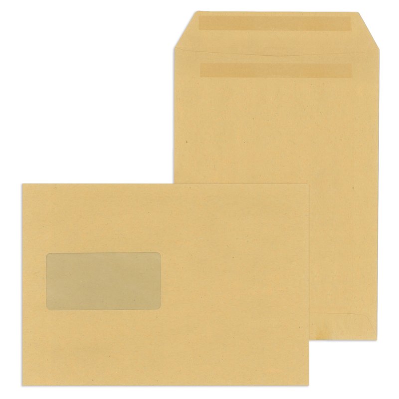 MAILmedia pochettes d'expédition B5 auto-adhésives, fenêtre gauche 45×90 mm, brun kraft, 500 pièces