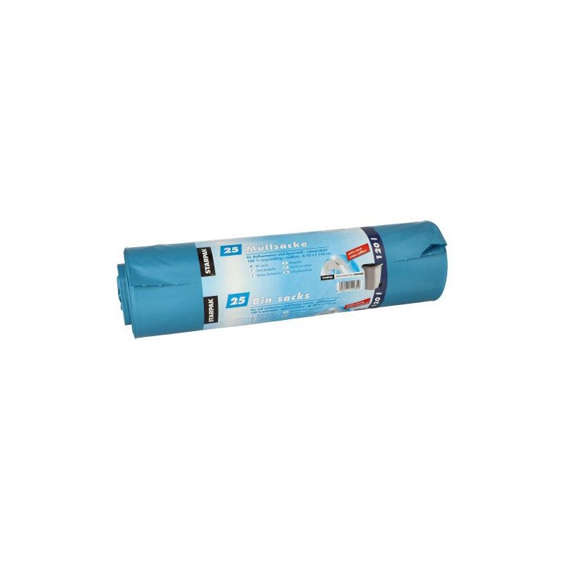 STARPAK vuilniszakken LDPE, 240 liter, blauw, 15 stuks