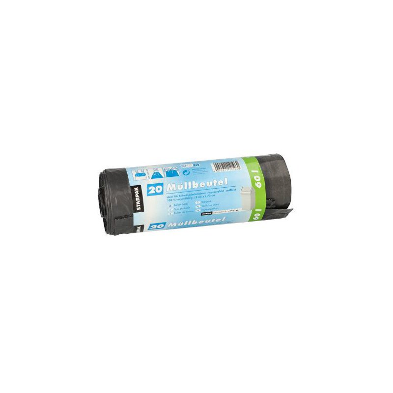 STARPAK vuilniszakken LDPE met trekband, 30 liter, wit, 30 stuks