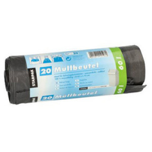 STARPAK vuilniszakken LDPE met trekband, 30 liter, wit, 30 stuks