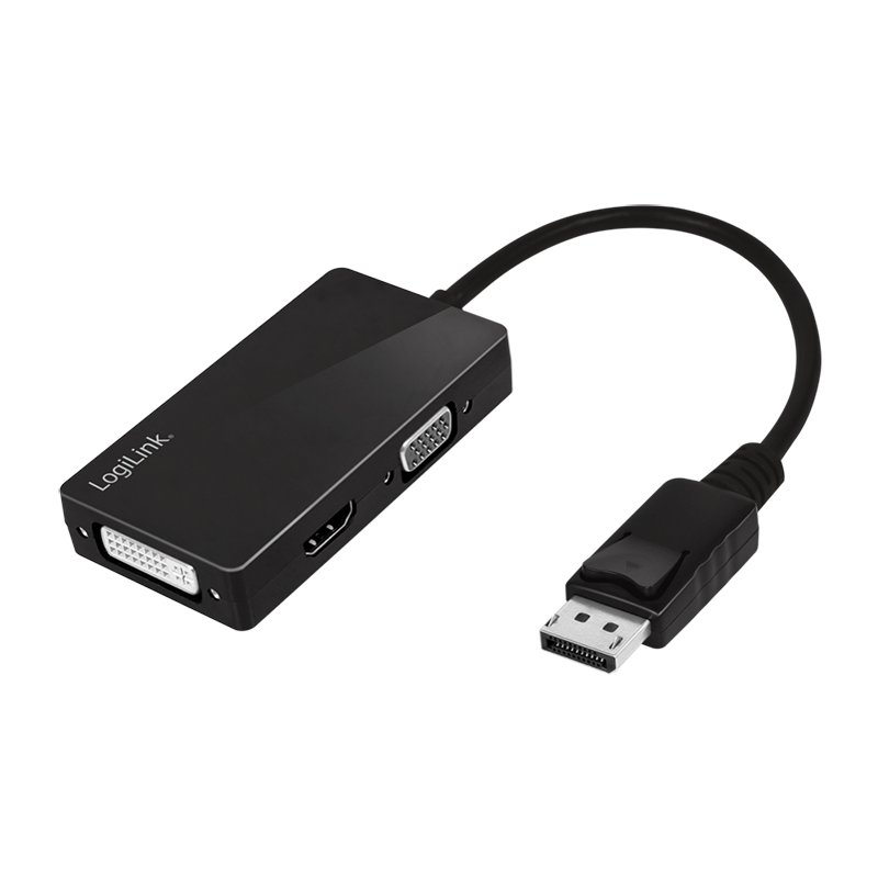 LogiLink adaptateur 4K DisplayPort vers DVI/HDMI/VGA, noir