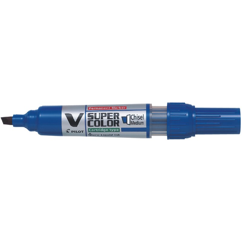 PILOT permanent marker V Super Color, chisel tip, blue, 10 pieces