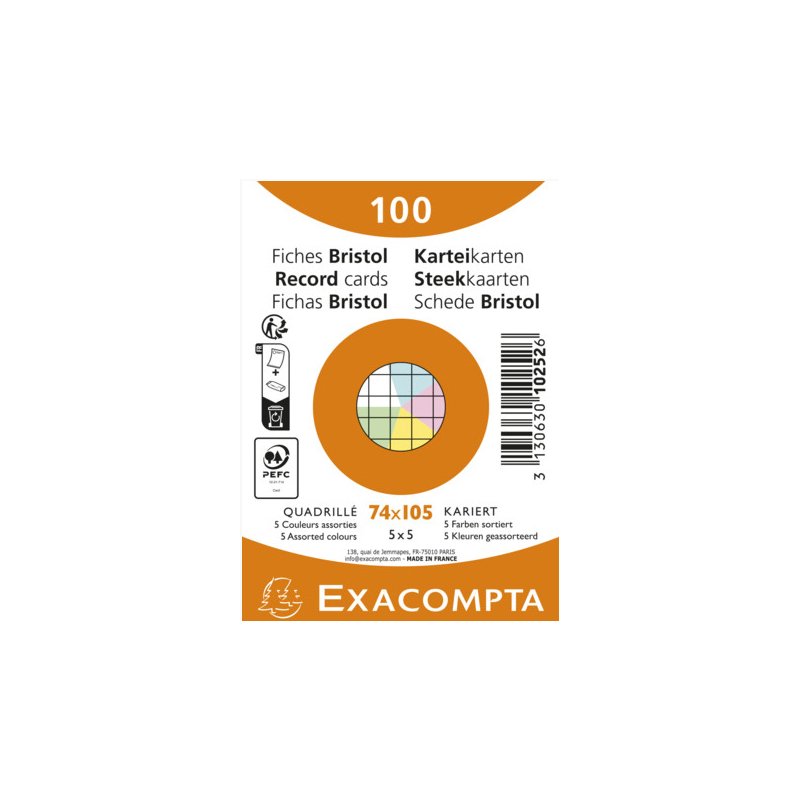 EXACOMPTA systeemkaarten A7, gelinieerd, wit, 100 stuks