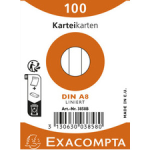 EXACOMPTA systeemkaarten A8 blanco, wit, 55×74 mm, 100 stuks