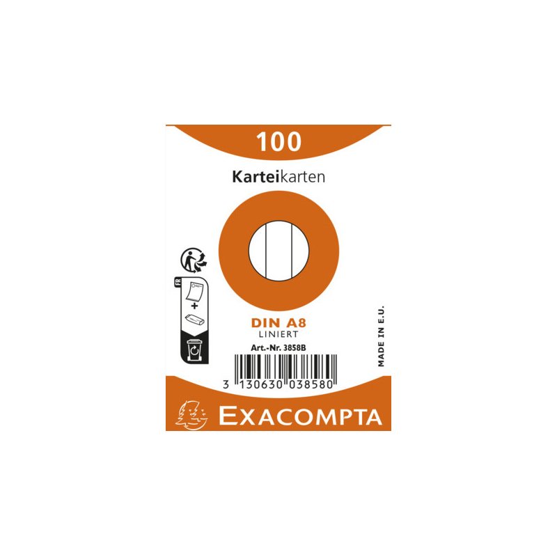 EXACOMPTA systeemkaarten DIN A8, geruit, wit, 100 stuks