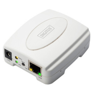 DIGITUS ethernet printserver, 1x USB 2.0, wit kunststof