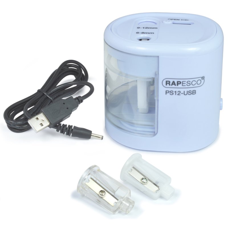 RAPESCO taille-crayon électrique double pointe PS12-USB, rose, USB/batterie