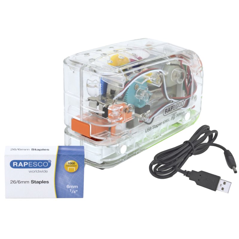 RAPESCO elektrische nietmachine 626EL, transparant, 15 vel, 26/6 nietjes