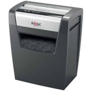 Rexel Momentum X312 papiervernietiger, deeltjessnit 5×42 mm, 12 blad, zwart/zilver