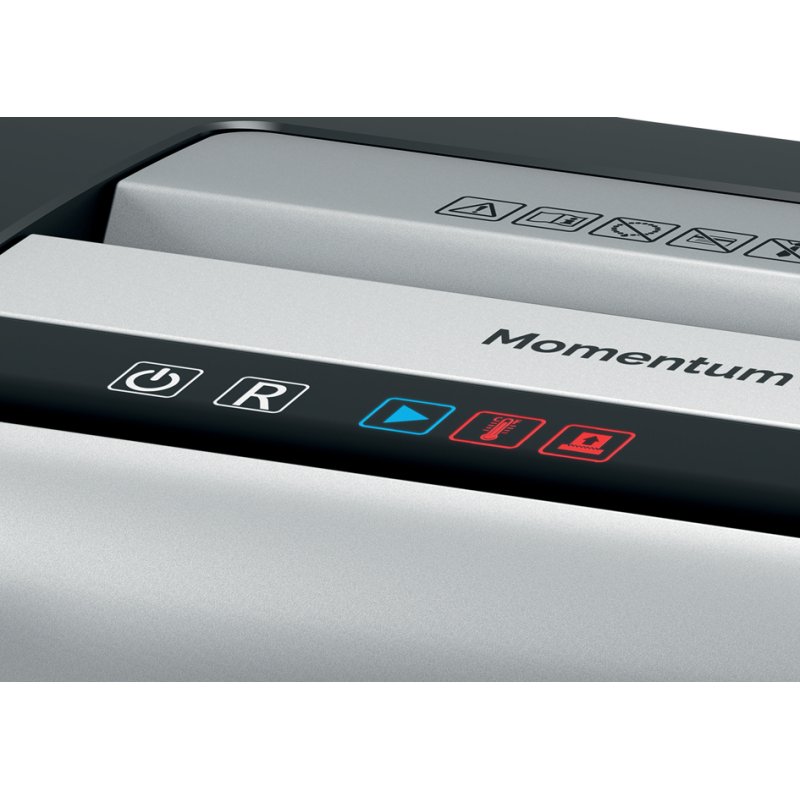 Rexel Momentum X312 papiervernietiger, deeltjessnit 5×42 mm, 12 blad, zwart/zilver