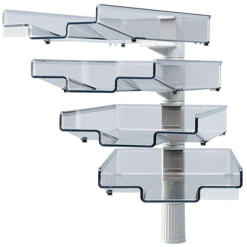 Hansa bras articulé avec 4 plateaux, gris clair, plastique