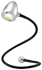 Hansa USB LED bureaulamp Snake, zilver, flexibele zwanenhals, 1,5W