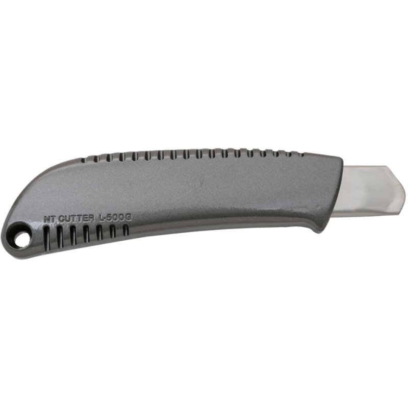 NT Cutter couteau à lames sécables L-500GRP, boîtier aluminium, lame 18 mm, anthracite