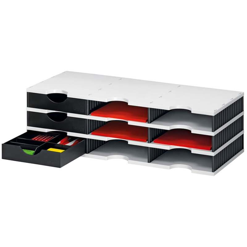 Styro système de tri de documents styrodoc trio, 9 compartiments, noir/blanc