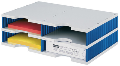 styro sorteerbak duo, 4 vakken, zwart/grijs, 485×331×153 mm