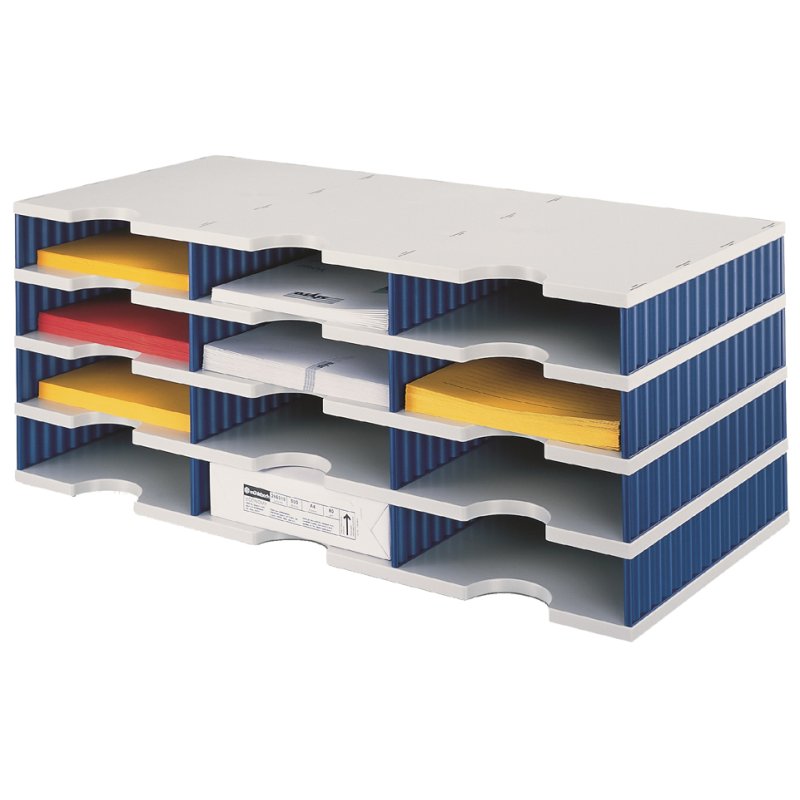 styro organiseur de documents trio, 12 compartiments, noir/gris, 723×331×293 mm