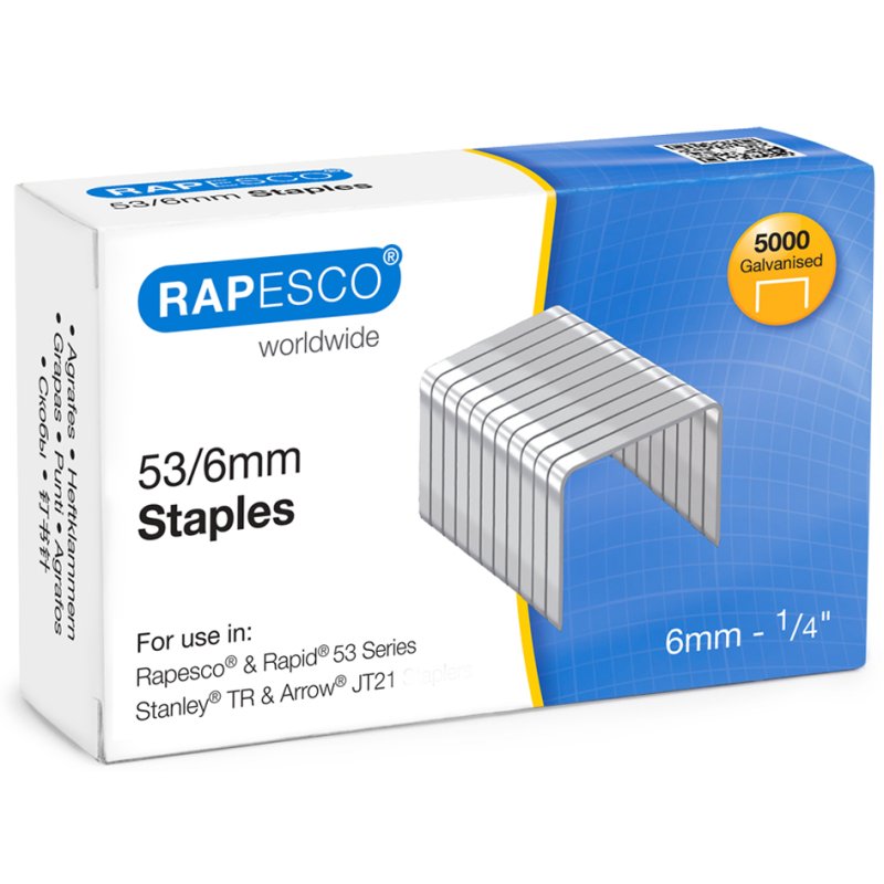 RAPESCO agrafes 53/8, zinguées, 5000 pièces